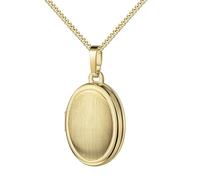 JEVELION Fotomedaillon Gold Medaillon 333/8 Karat für 2 Bilder Amulett Anhänger oval zum Aufklappen für Damen mit Halskette Mit Medaillonkette 925 Silber vergoldet - Kettenlänge 60 cm.