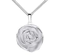 JEVELION Fotomedaillon Medaillon Rose 925 Silber runder Amulett Anhänger für 1 Bild zum Öffnen für Damen mit Schmuck-Etui Mit Panzerkette - Kettenlänge 60 cm.