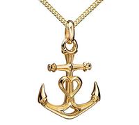 JEVELION Gold Anhänger Anker Maritim 333 Gelbgold 8 Karat / 8K Gold für Damen, Mit Kette 45 cm