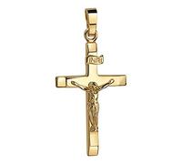 JEVELION Gold Kreuz-Anhänger Kruzifix Jesus Christus mit INRI-Gravur für Damen, Herren und Kinder als Kettenanhänger 585 Gold 14 Karat mit Schmuck-Etui und Schmuckzertifikat
