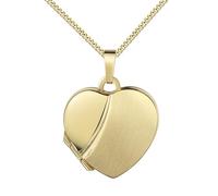 JEVELION Goldamulett Medaillon Anhänger Herz 333 Gold 8 Karat Herz-Amulett für 2 Bilder zum Öffnen für Damen mit Halskette und Schmuck-Etui Mit Damenkette 925 Silber vergoldet - Kettenlänge 50 cm.