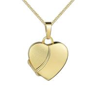 JEVELION Goldamulett Medaillon Herz 585 Gold 14 Karat Herz-Amulett für 2 Bilder zum Öffnen + Halskette Mit Damenkette 925 Silber vergoldet - Kettenlänge 50 cm.