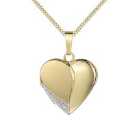 JEVELION Goldanhänger Gold Medaillon Anhänger 333 Gold 8 Karat Herz-Amulett für 2 Bilder zum Öffnen + Halskette Mit Halskette 925 Silber vergoldet - Kettenlänge 55 cm.