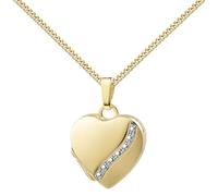 JEVELION Goldener Herz Medaillon 333 bicolor Gold 8 Karat Herz-Amulett für 2 Bilder zum Öffnen. Mit hochwertiger Schmuck-Kette 925 Silber vergoldet - Kettenlänge 70 cm.