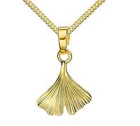 JEVELION Goldkette Anhänger 585 Gold 14 Karat 14K mit Ginkgo-Blatt Gold für Damen Mit Kette Länge 60 cm
