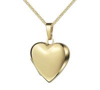 JEVELION Goldmedaillon Medaillon Herz 333 Gold Herz-Amulett für 2 Bilder zum Öffnen mit Halskette und Schmuck-Etui Mit Kette 925 Silber vergoldet - Kettenlänge 45 cm.