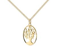 JEVELION Halskette Anhänger Baum des Lebens mit Fee 333 magisches Glückssymbol Gold Goldschmuck für Damen und Herren. Mit Damenkette 925 Silber vergoldet - Kettenlänge 50 cm.