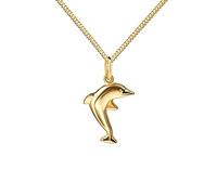JEVELION Halskette Vergoldeter Anhänger Delfin-Anhänger für Damen und Kinder Kettenanhänger + Zertifikat und Halskette Kettenlänge: 55 cm