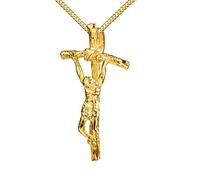 JEVELION Kreuz-Anhänger Goldkreuz Jesus Christus für Damen, Herren und Kinder als Kettenanhänger 750 Gold 18 Karat mit Schmuck-Etui und Kette