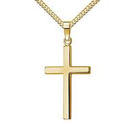 JEVELION Kreuzkette Kreuz-Anhänger 585 Gold Goldkreuz für Damen und Herren + Schmuck-Etui und Zertifikat Mit Kette Länge 60 cm