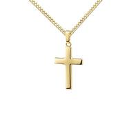 JEVELION Kreuzkette Kreuz Anhänger Gold 750 für Damen. Goldkreuz 18 Karat Gelbgold. Mit Kette 925 Silber vergoldet - Kettenlänge 45 cm.