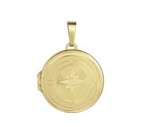 JEVELION Medaillon Anhänger für 2 Bilder 8 Karat 333 Gold Bild Amulett rund mit Kompass-Gravur zum Öffnen mit Halskette