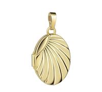 JEVELION Medaillon Gold 333/8 Karat für 2 Bilder Amulett Anhänger oval zum Aufklappen für Damen mit Halskette
