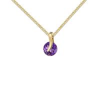JEVELION Runder Amethyst Edelstein Anhänger massiv 750 Gold / 18 Karat. Edelsteinschmuck für Damen. Mit Damenkette 925 Silber vergoldet - Kettenlänge 50 cm.