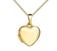 JEVELION Schmuckset-Kleiner Herz Anhänger Medaillon 333 Gold Herz-Amulett für 2 Bilder zum Öffnen für Damen mit Halskette und Schmuck-EtuiMit Panzer Kette 925 Silber vergoldet - Kettenlänge 36 cm.