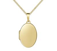 JEVELION Schmuckset-Medaillon Gold 333/8 Karat für 2 Bilder Amulett Anhänger oval zum Aufklappen für Damen mit Halskette Mit Panzer Kette 925 Silber vergoldet - Kettenlänge 36 cm.