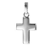 JEVELION Weiss-Gold-Kreuz Kreuz-Anhänger für Damen, Herren und Kinder mattiertes Kreuz mit strahlenförmiger Kreuz-Gravur als Kettenanhänger 585 Weissgold 14 Karat mit Panzer-Kette + Schmuck-Etui