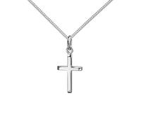 JEVELION Weissgoldkreuz Taufkreuz 585 Weißgold Kreuzanhänger in hochglanz Taufkreuz für Damen und Kinder. Mit Panzerkette 925 Silber - Kettenlänge 40 cm.