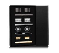 JeweBella 10/12 Stück Krawattenklammer Manschettenknöpfe Herren Klassischer Business-Stil Krawattennadel Manschettenknöpfe Silber Gold Schwarz Set Hochzeit Festival Geschenk Box Set