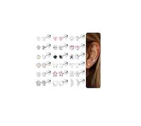 JeweBella 18 Paar Hypoallergen Medizinische Ohrstecker für Damen Frauen Ohrringe Silber Helix Piercing Ohr Ohrstecker Chirurgenstahl Opal Perlen Gesundheitsstecker Ohrringe Set Kinder Ohrringe Mädchen