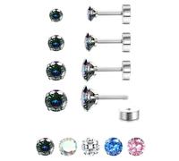 JeweBella 4 Paar G23 Titan Ohrringe Damen Herren Kinder Medizinische Ohrstecker Hypoallergen Cubic Zirkonia Titan Ohrstecker Set Gesundheitsstecker Ohrringe Set Knorpel Piercing Ohr 2/3/4/5MM