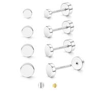 JeweBella 4 Paar Ohrringe Silber 925 Stecker Ohrstecker Silber 925 Damen Herren Hypoallergen Klein Kugel Punkt Cubic Zirkonia Ohrstecker Set Weißgold/14K Vergoldet Knorpel Ohrringe Set 2/3/4/5mm