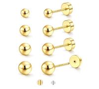 JeweBella 4 Paar Ohrringe Silber 925 Stecker Ohrstecker Silber 925 Damen Herren Hypoallergen Klein Kugel Punkt Cubic Zirkonia Ohrstecker Set Weißgold/14K Vergoldet Knorpel Ohrringe Set 2/3/4/5mm