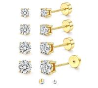 JeweBella 4 Paar Ohrringe Silber 925 Stecker Ohrstecker Silber 925 Damen Herren Hypoallergen Klein Kugel Punkt Cubic Zirkonia Ohrstecker Set Weißgold/14K Vergoldet Knorpel Ohrringe Set 2/3/4/5mm