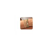 JeweBella 4 Stück Armband Damen Gold/Silber Zarte Herz Perlenarmband mit Naturstein Kugel Schlange Armkette Verstellbare Wasserfest Armbänder Set Schmuck damen