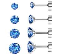 JeweBella 4Paar G23 Titan Ohrringe Damen Medizinische Ohrstecker 2/3/4/5MM | Hypoallergen Cubic Zirkonia Titan Ohrstecker Set für Damen Herren Kinder,Gesundheitsstecker Ohrringe,Knorpel Piercing Ohr