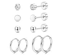 JeweBella 5 Paar G23 Titan Ohrringe Damen Medizinische Ohrstecker Creolen