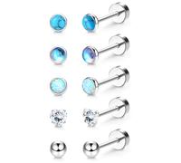 JeweBella 5 Paar G23 Titan Ohrringe Damen Medizinische Ohrstecker Set