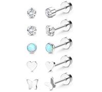 JeweBella 5 Paar G23 Titan Ohrringe Damen Medizinische Ohrstecker Set