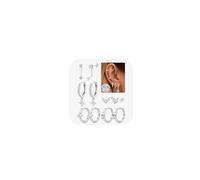 JeweBella 5 Paar Silber 925 Ohrringe für Damen - 14 Karat Vergoldete Creolen, Hypoallergene Piercing Stecker Klein Hängend Mit Zirkonia für Mehrere Piercings