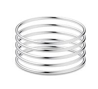 JeweBella 5 Pièces Armreif Armband Damen Edelstahl Dünnes Armreif Stil Glatt Poliert Armband Silber/Gold Stapelbar Armreif Damen Set für Damen Frauen 3MM