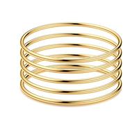 JeweBella 5 Pièces Armreif Armband Damen Edelstahl Dünnes Armreif Stil Glatt Poliert Armband Silber/Gold Stapelbar Armreif Damen Set für Damen Frauen 3MM