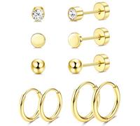 JeweBella 5Paar G23 Titan Ohrringe Damen Medizinische Ohrstecker Gold A
