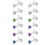 JeweBella 6Pairs G23 Titan Ohrstecker für Damen Herren Mädchen Hypoallergen Kleine Titan Ohrringe Set Zirkonia Medizinische Ohrstecker Chirurgenstahl Gesundheitsstecker Ohrringe 4/6MM