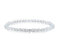 JeweBella Bracelet 4mm Perlenarmband Damen mit 925 Silber Perle Armband Rose Quartz Amethyst Obsidian Mondstein Hämatit Natürliche Edelstein Armband Damen Herren Stretch Facettierte Perlen Armbänder