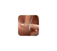 JeweBella Kreuz Kette Damen Gold Silber Kreuzkette 14K Gold Vergoldet Cubic Zirconia Kreuz Anhänger Halskette Choker Kette mit Kreuz Christlicher Geschenke Schmuck für Damen Frauen Mädchen 40+5CM