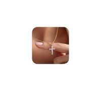 JeweBella Kreuz Kette Damen Gold Silber Kreuzkette 14K Gold Vergoldet Cubic Zirconia Kreuz Anhänger Halskette Choker Kette mit Kreuz Christlicher Geschenke Schmuck für Damen Frauen Mädchen 40+5CM
