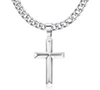 JeweBella Kreuz Kette Herren Damen 925 Sterling Silber Kreuz Anhänger mit 5MM Breit Edelstahl Panzerkette Herren Länge 40/45/50/55/60CM