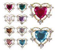 JEWEDECO 10 Stück Herzförmige Nagelstrasssteine aus Zinklegierung und Acryl für Selbstgemacht Nagelkunst Glänzende Maniküre Dekorationen für Natürliche und Künstliche Nägel Zufällige Farbe