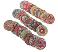 JEWEDECO 100 Stück Böhmische Holzknöpfe 25mm Runder Selbstgemacht Kleiderknopf mit Blumenmalerei Bunte Nähen Knöpfe für Kleidung Jacken und Bastelprojekte Zufällige Farbe Zufällige Farbe