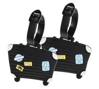 JEWEDECO 2 Stück Gepäckanhänger Flugticket Design aus Robustem Pvc Namensschild Kofferanhänger Schwarz für Damen und Herren Reisegepäck