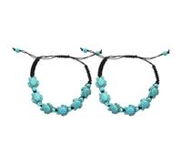 JEWEDECO 2 Stück Handgefertigtes Türkis Armband Damen mit Schildkröten anhänger Langlebiges Geflochtenes Schmuckstück Vielseitig Kombinierbar für Freizeit und Festliche Anlässe