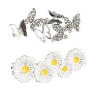 JEWEDECO 2 Stück Schnürsenkelclip Dekoration aus Langlebigem Material Filigrane Weiße Schuhdeko mit Schmetterling und Gänseblümchen Modischer Schuhschmuck für Damen Alltag und Party