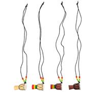 JEWEDECO 4 Stück Afrikanische Kleiner Trommel Halsketten mit Anhänger Handgefertigte Holz Djembe Schmuck Schmuck Dekor für Frauen und Reisesouvenirs