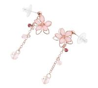JEWEDECO Elegante Kirschblüten Ohrringe aus Resin mit 925 Silber Nadel Modische Damen Tropfenohrringe für Party und Abendkleidung in Zartem Rosa