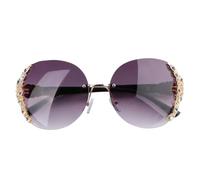 JEWEDECO Modische Damen Sonnenbrille Gold Rahmen Strass Verziert Leicht Party Eyewear Für Strand Outdoor Stylish Designer Rahmenloses Modell